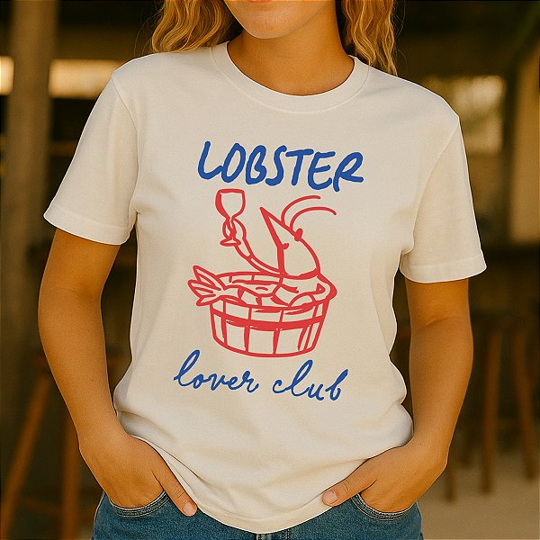 Camiseta Feminina Algodão Estampas Verão camarão