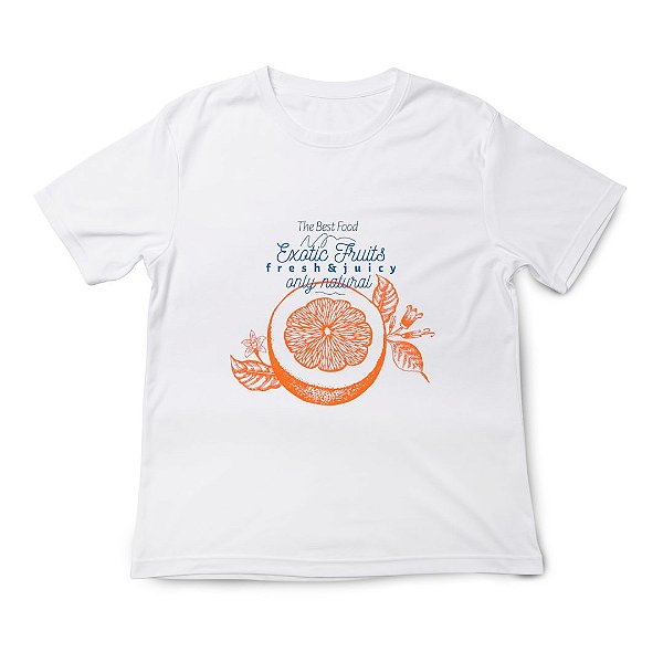 Camiseta Feminina Algodão Estampas Tropicais Moda Verão Laranja Exótica