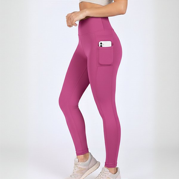Calça Feminina Poliamida Fitness Academia Bolso Lateral