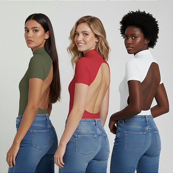 Body Dubai gola alta, manga curta