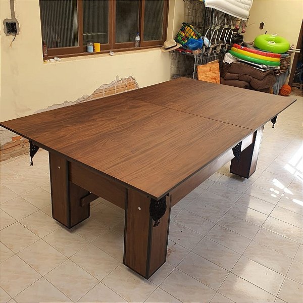 Mesa de Bilhar e Jantar Charme com Tampo Cor Malaga Tecido Preto 2,20 x 1,20