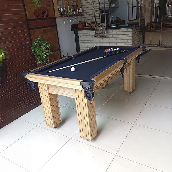 Mesa de Bilhar Diver Madeira Maciça Cor Cerejeira Tecido Preto 1,87 x 1,01