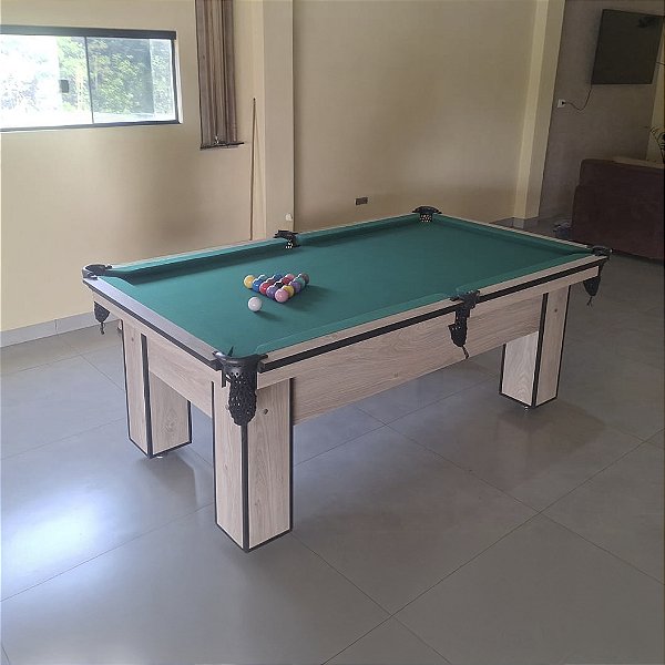 Mesa de Bilhar Charme Cor Carvalho Montreal Tecido Verde 2,20 x 1,20