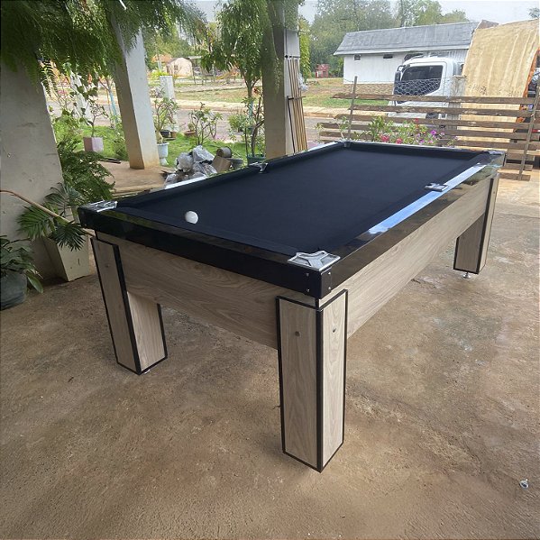 Mesa de Bilhar Fascinação Cor Carvalho Montreal Tecido Preto 2,20 x 1,20