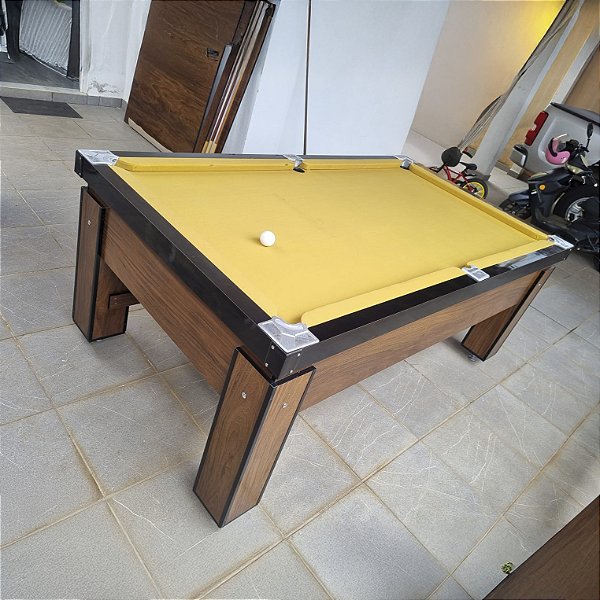 Mesa de Bilhar Fascinação Cor Malaga Tecido Amarelo 2,20 x 1,20