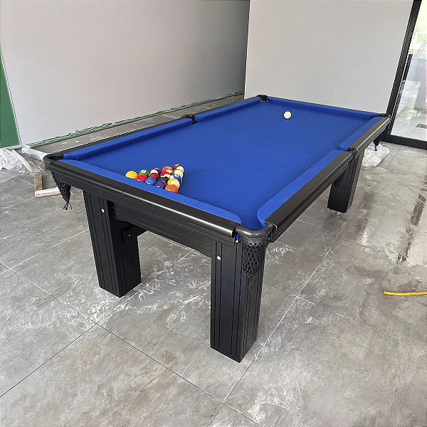 Mesa de Bilhar Diver Madeira Maciça Cor Preta Tecido Azul 2,20 x 1,20