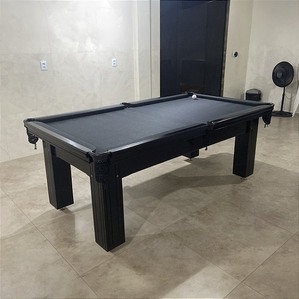 Mesa de Bilhar Diver Madeira Maciça Cor Preta Tecido Grafite 2,20 x 1,20