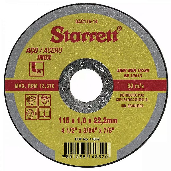 Disco Corte Inox 4.1/2 1mm Starret