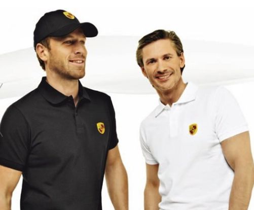 Camiseta polo masculina Clássica com brasão Porsche