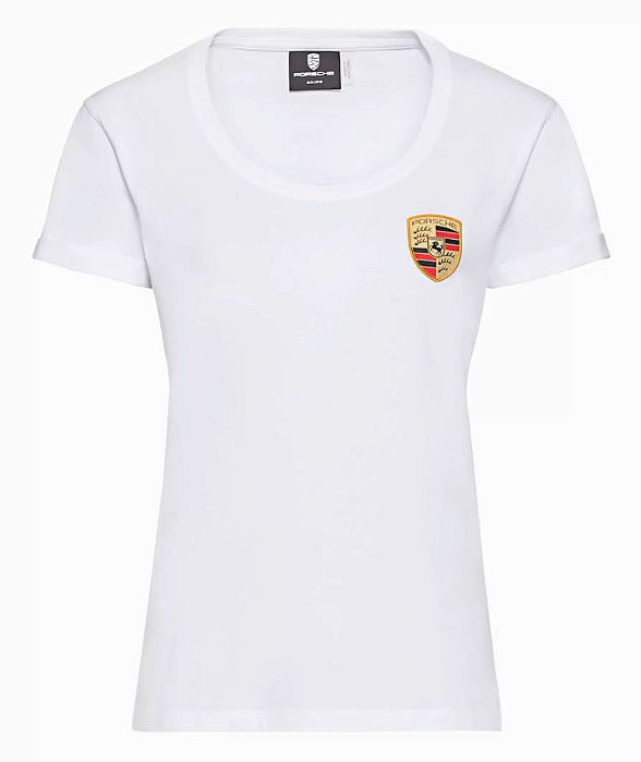 Camiseta polo feminina Clássica com brasão Porsche