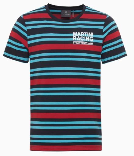 Camiseta Unissex Azul Escuro/Vermelho.