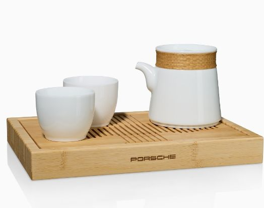 Cesta de Chá Porsche Bege Porcelana e Bambu