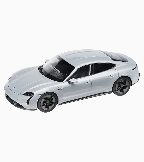 Miniatura Porsche Taycan Turbo S (J1 PA) – Escala 1:18 Ice Grey Metallic