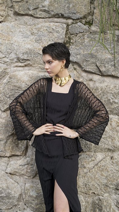 Tricot texturizado preto