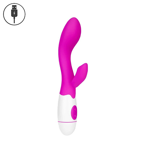 Vibrador Duplo Ponto G e Clitóris Recarregável com 30 Modos de Vibração Rabbit