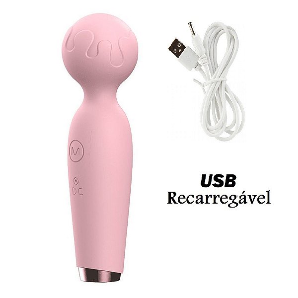 Vibrador Varinha Mágica Sexy Candy Recarregável 10 Modos de Vibração