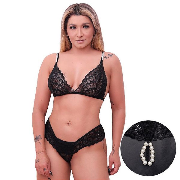 Conjunto Pérolas Rendado modelo Tailandesa
