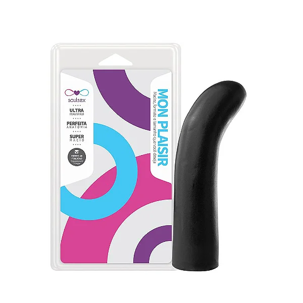 Prótese Ponto G Dildo Liso Preto 16,5x3,5cm Soulsex
