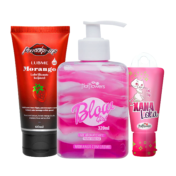 Kit O Prazer Dela | Blow Girl + Lubrificante Provoke-me de Morango Hot + Excitante Xana Loka