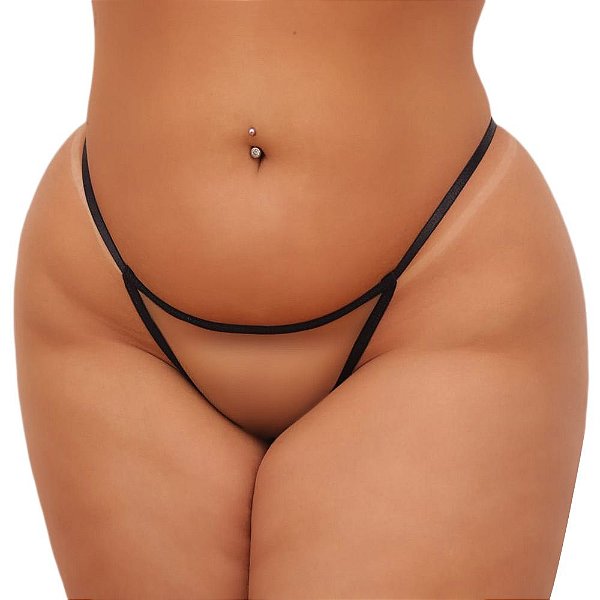 Calcinha Plus Size Personalizável Fio Dental com Transparência com Regulagem
