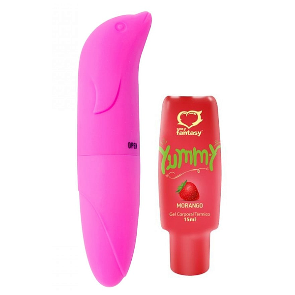 Kit Vibrador Golfinho + Calda Beijável Yummy
