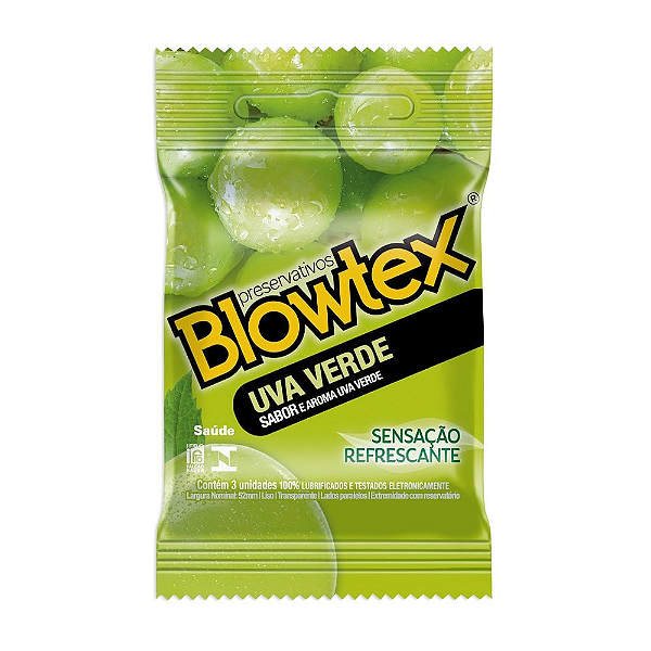 Preservativo Sabor Uva Verde Refrescante Blowtex 3 un.  | Camisinha