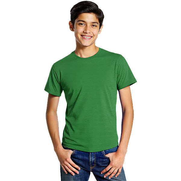 Camiseta Lisa Algodão Colorida Juvenil Verde Bandeira