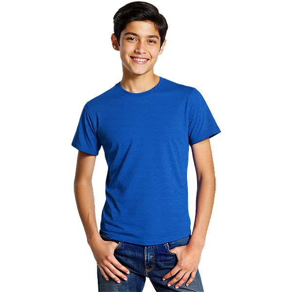 Camiseta Lisa Algodão Colorida Juvenil Azul Royal