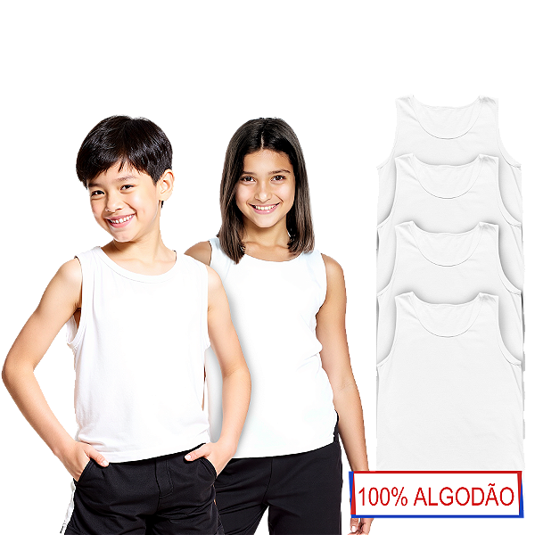 Kit 4 Camisetas Regatas Infantil Algodão