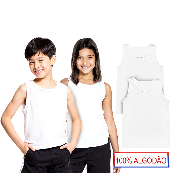 Kit 2 Camiseta Regata Infantil Algodão