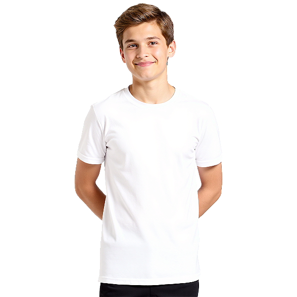 Camiseta Lisa Algodão Manga Curta Juvenil