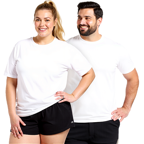 Camiseta Lisa Manga Curta Plus Size Poliéster