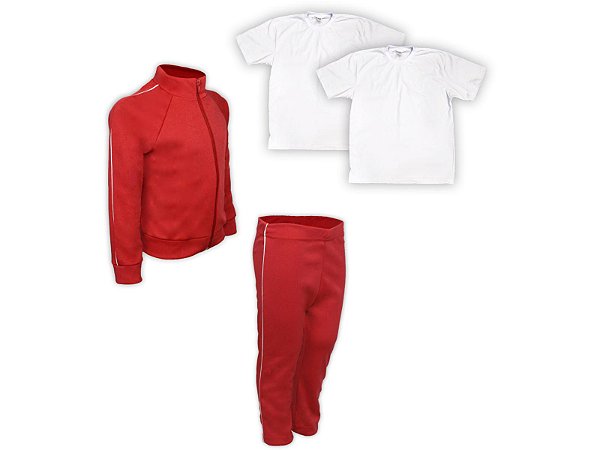 Kit Conjunto de Frio Inverno Roupa Infantil Uniforme Escolar Helanca Vermelho