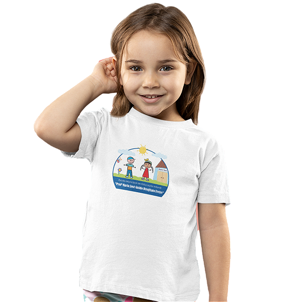 Camiseta Escolar Infantil 100% Poliéster Manga Curta - EMEI Profª Maria José Guido Brogliato Freire