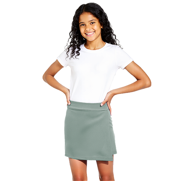 Short Saia Juvenil Helanca Cinza