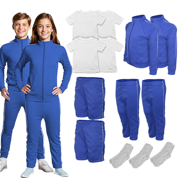 Kit Juvenil Uniforme Escolar Cojunto Helanca Elanca Completo