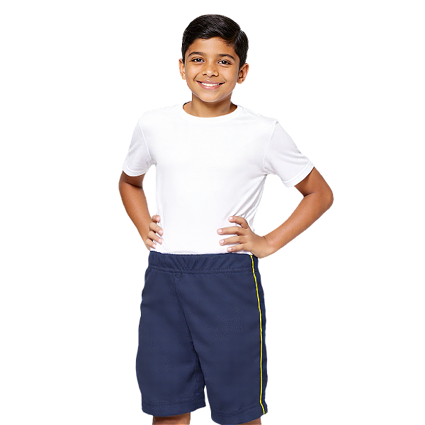 Bermuda Helanca Infantil Azul Marinho Friso Listra Amarelo