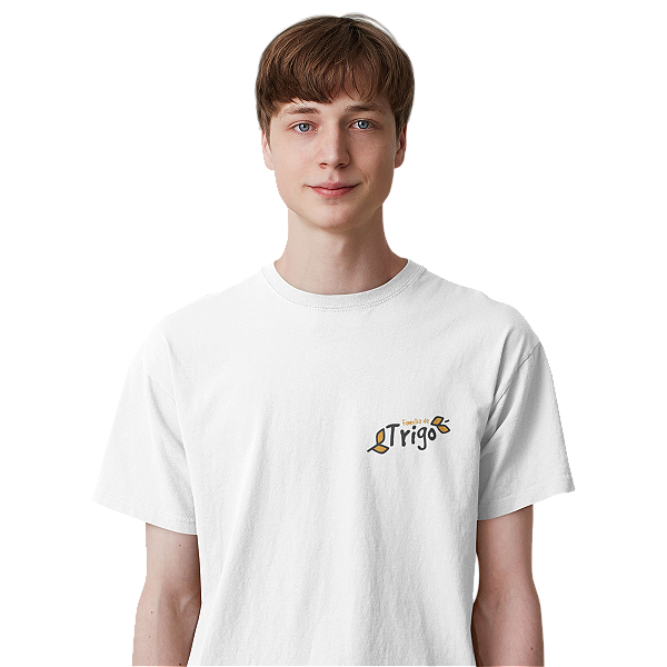 Camiseta Juvenil Manga Curta Poliéster Família de Trigo Logo