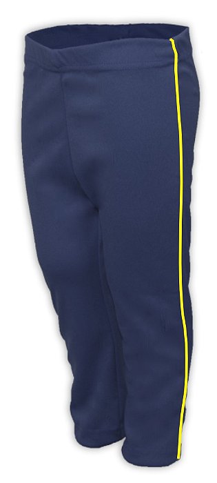 Calça Helanca Juvenil Azul Marinho Friso Listra Amarelo