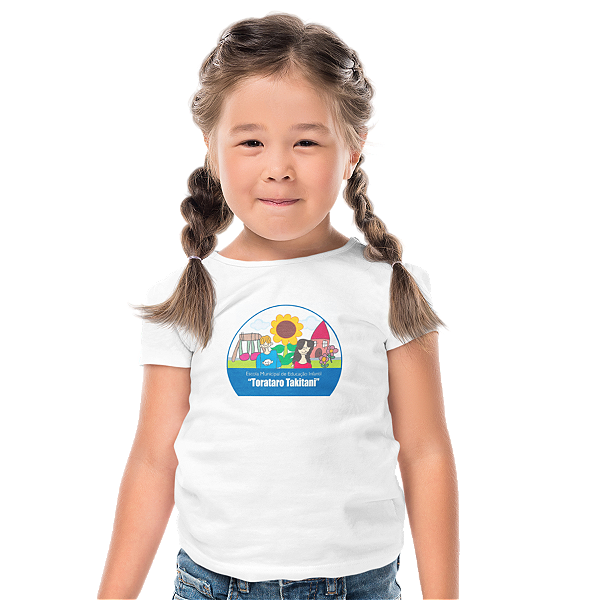 Camiseta Infantil Manga Curta Poliéster Escola EMEI Torataro Takitani