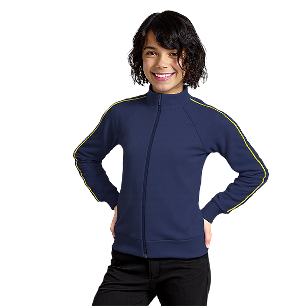 Blusa Helanca Juvenil Azul Marinho Friso Listra Amarelo