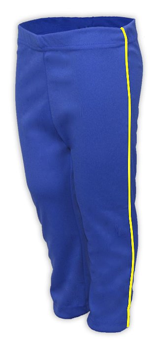 Calça Helanca Juvenil Azul Royal Friso Listra Amarelo