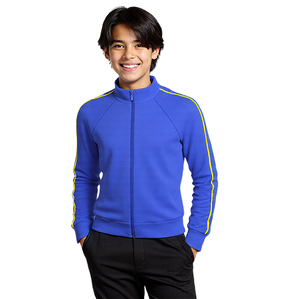 Blusa Helanca Juvenil Azul Royal Friso Listra Amarelo
