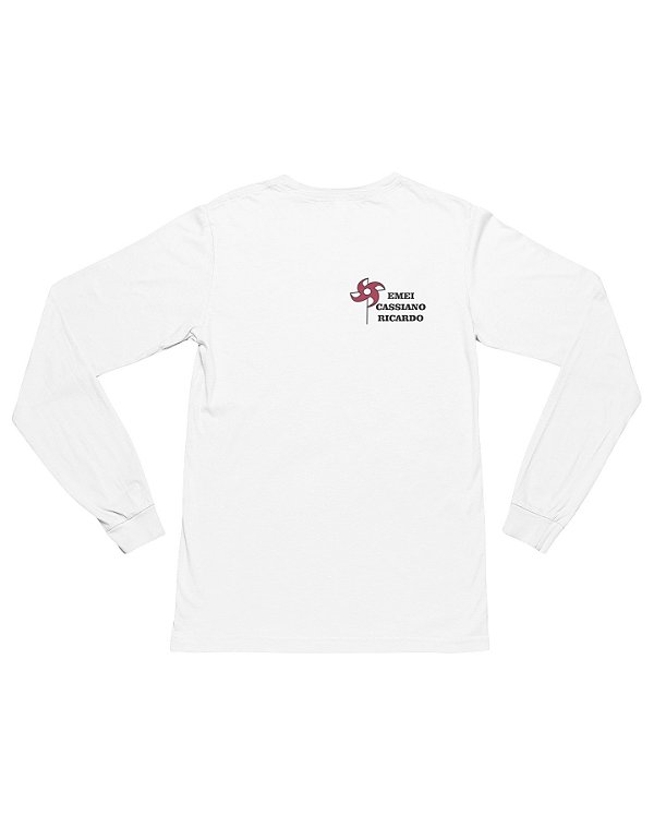 Camiseta manga longa branca tecido 100% poliéster EMEI Cassiano Ricardo