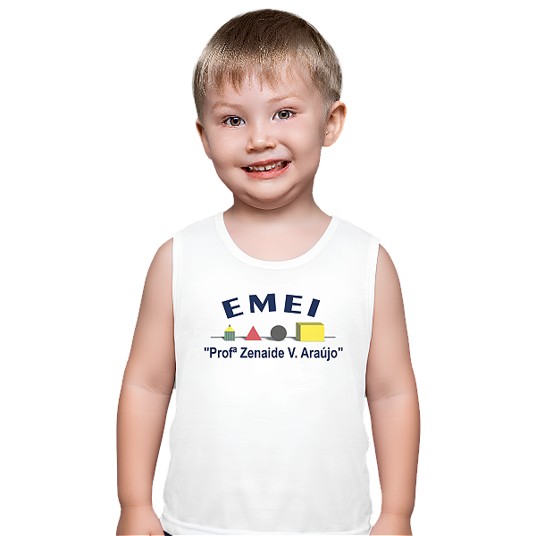 Camiseta Escolar Infantil 100% Poliéster Regata - EMEI Profª Zenaide V. Araújo