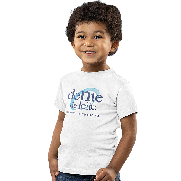 Camiseta Escolar Infantil 100% Poliéster Manga Curta - Escola Dente de Leite