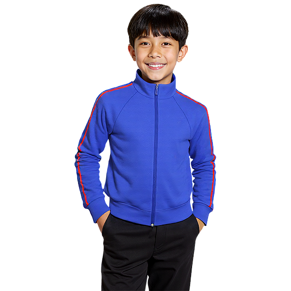 Blusa Helanca Infantil Azul Royal Friso Listra Vermelho
