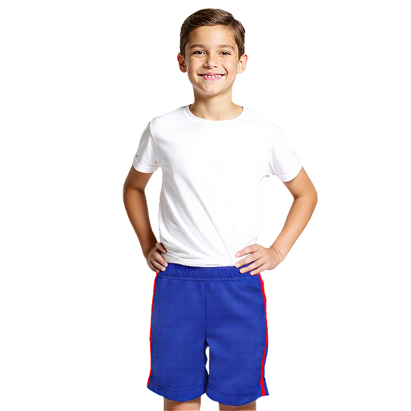 Bermuda Helanca Infantil Azul Royal Friso Listra Vermelho