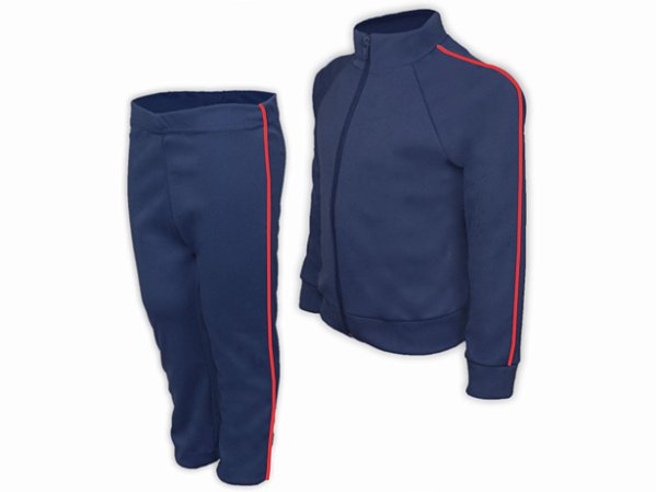 Conjunto Helanca Juvenil Azul Marinho friso vermelho