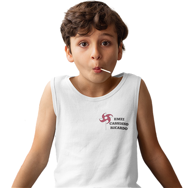 Camiseta Escolar Infantil 100% Poliéster Regata - EMEI Cassiano Ricardo